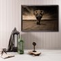 WALLXPERT Dekorativna uramljena drvena slika Strong Elephant XL - slika 1