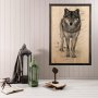 WALLXPERT Dekorativna uramljena drvena slika Wolf XL - slika 1