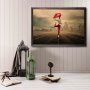WALLXPERT Dekorativna uramljena drvena slika Red Umbrella - slika 1