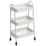 TENDANCE TENDANCE TROSTRUKA POLICA NA TOCKICE 79X31X43,5CM METAL BELA - slika 1