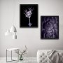 WALLXPERT Dekorativna slika u okviru (2 komada) Lila Flowers Set - slika 1