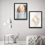 WALLXPERT Dekorativna slika u okviru (2 komada) Gold 1 Set - slika 1