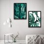 WALLXPERT Dekorativna slika u okviru (2 komada) Green Leaf Set - slika 1