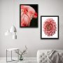 WALLXPERT Dekorativna slika u okviru (2 komada) Pink Flamingo Flower Set - slika 1
