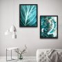 WALLXPERT Dekorativna slika u okviru (2 komada) Turquoise Set - slika 1