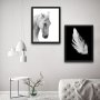 WALLXPERT Dekorativna slika u okviru (2 komada) White Feather Horse Set - slika 1