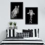 WALLXPERT Dekorativna slika u okviru (2 komada) Zebra Giraffe Set - slika 1