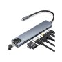 LINKOM USB HUB 8u1, USB-C/HDMI+LAN+2xPD+2xUSB-A+TF+SD 100MBS - slika 1