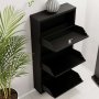 HANAH HOME Ormar za cipele Locking 3 Piece Metal Black - slika 5