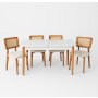HANAH HOME Produžni set trpezarijskih stolova i stolica (5 komada) Natura Wood White Hrast - slika 1