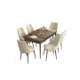 HANAH HOME Set Trpezarijski sto i 6 stolica Are, Krem-braon - slika 2