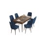 HANAH HOME Set Trpezarijski sto i 6 stolica Are Baroque Navy Blue - slika 2