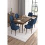 HANAH HOME Set Trpezarijski sto i 6 stolica Are Baroque Navy Blue - slika 1