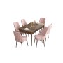 HANAH HOME Set Trpezarijski sto i 6 stolica Are Baroque Pink - slika 2
