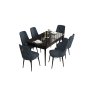 HANAH HOME Set Trpezarijski sto i 6 stolica Are Black Marble Anthracite - slika 2