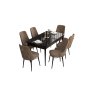HANAH HOME Set Trpezarijski sto i 6 stolica Are Black Marble Brown - slika 2