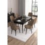 HANAH HOME Set Trpezarijski sto i 6 stolica Are Black Marble Brown - slika 1