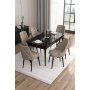 HANAH HOME Set Trpezarijski sto i 6 stolica Are Black Marble Cappuccino - slika 1