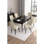 HANAH HOME Set Trpezarijski sto i 6 stolica Are Black Marble Cream - slika 1