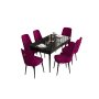 HANAH HOME Set Trpezarijski sto i 6 stolica Are Black Marble Damson - slika 2