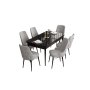 HANAH HOME Set Trpezarijski sto i 6 stolica Are Black Marble Grey - slika 2