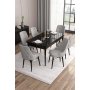 HANAH HOME Set Trpezarijski sto i 6 stolica Are Black Marble Grey - slika 1