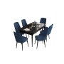 HANAH HOME Set Trpezarijski sto i 6 stolica Are Black Marble Navy Blue - slika 2