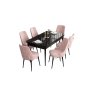 HANAH HOME Set Trpezarijski sto i 6 stolica Are Black Marble Pink - slika 2