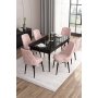 HANAH HOME Set Trpezarijski sto i 6 stolica Are Black Marble Pink - slika 1