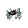 HANAH HOME Set Trpezarijski sto i 6 stolica Are Black Marble Sea Green - slika 2