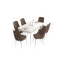 HANAH HOME Set Trpezarijski sto i 6 stolica Are White Brown - slika 2