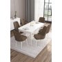 HANAH HOME Set Trpezarijski sto i 6 stolica Are White Brown - slika 1
