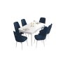HANAH HOME Set Trpezarijski sto i 6 stolica Are White Navy Blue - slika 2