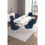 HANAH HOME Set Trpezarijski sto i 6 stolica Are White Navy Blue - slika 1