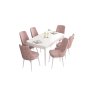 HANAH HOME Set Trpezarijski sto i 6 stolica Are White Pink - slika 2