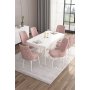HANAH HOME Set Trpezarijski sto i 6 stolica Are White Pink - slika 1