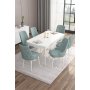 HANAH HOME Set Trpezarijski sto i 6 stolica Are White Sea Green - slika 1