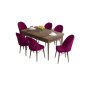 HANAH HOME Set Trpezarijski sto i 6 stolica Roz Baroque Damson - slika 2