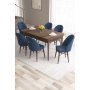 HANAH HOME Set Trpezarijski sto i 6 stolica Roz Baroque Navy Blue - slika 1