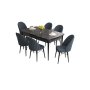 HANAH HOME Set Trpezarijski sto i 6 stolica Roz Black Marble Anthracite - slika 2