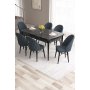 HANAH HOME Set Trpezarijski sto i 6 stolica Roz Black Marble Anthracite - slika 1