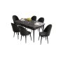 HANAH HOME Set Trpezarijski sto i 6 stolica Roz Black Marble Black - slika 2