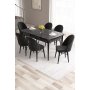 HANAH HOME Set Trpezarijski sto i 6 stolica Roz Black Marble Black - slika 1