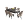 HANAH HOME Set Trpezarijski sto i 6 stolica Roz Black Marble Cappuccino - slika 2