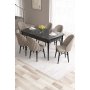 HANAH HOME Set Trpezarijski sto i 6 stolica Roz Black Marble Cappuccino - slika 1