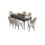 HANAH HOME Set Trpezarijski sto i 6 stolica Roz Black Marble Cream - slika 2