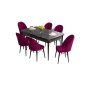 HANAH HOME Set Trpezarijski sto i 6 stolica Roz Black Marble Damson - slika 2