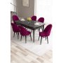 HANAH HOME Set Trpezarijski sto i 6 stolica Roz Black Marble Damson - slika 1