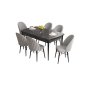 HANAH HOME Set Trpezarijski sto i 6 stolica Roz Black Marble Grey - slika 2