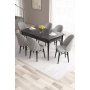 HANAH HOME Set Trpezarijski sto i 6 stolica Roz Black Marble Grey - slika 1